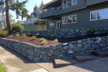 Whatcom Landscapes Natural Quarry Rock Wall and Plant Bed